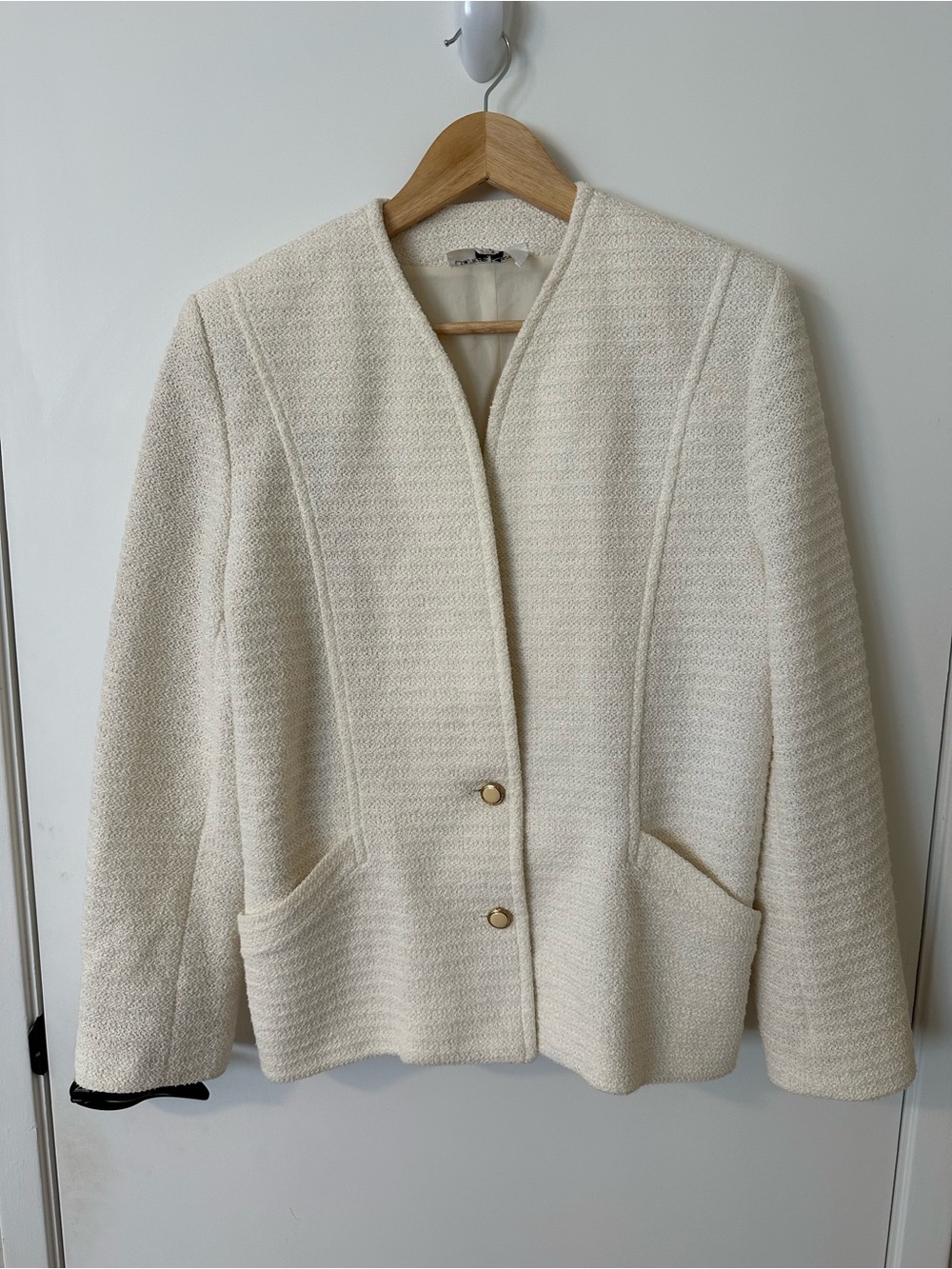 Vintage 60s 70s James Kenrob by Dalton Ivory Wool Blend Blazer Gold Buttons 14